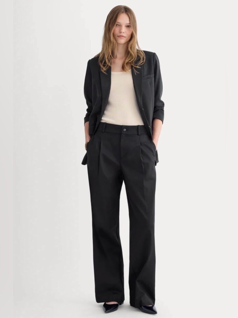 New Everlane WIDE-LEG TROUSER IN BUTTERSMOOTH Black Size 10L